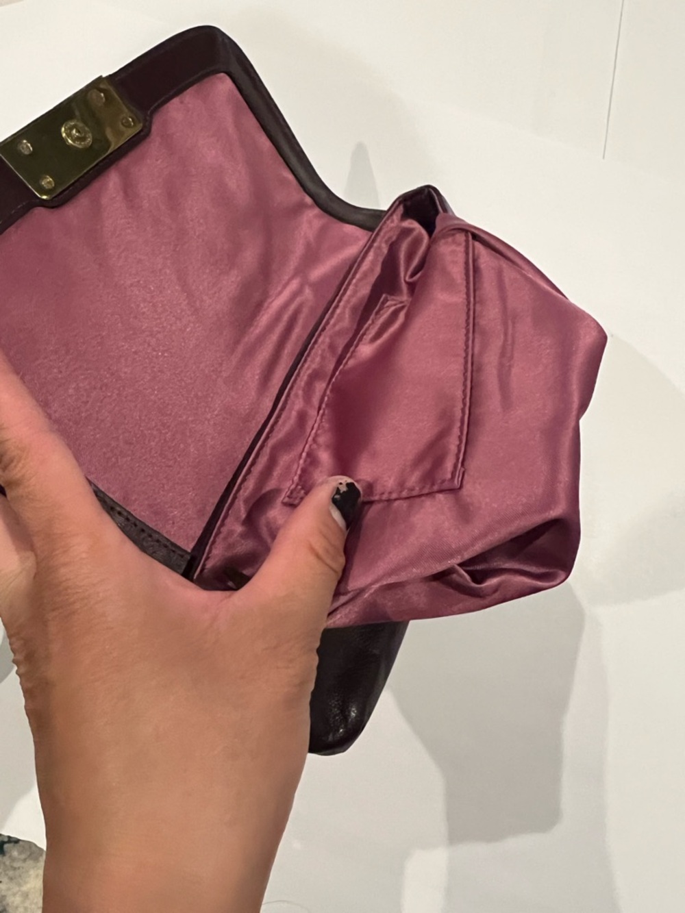 Coach dark Brown Leather Large wristlet Clutch with Gold Hardware - Picture 5 of 8